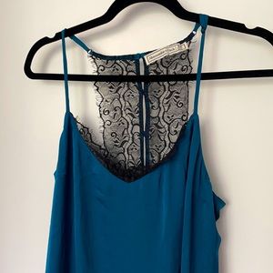Turquoise Satin and Lace Chemise